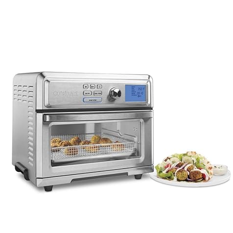 Cuisinart Air Fryer Toaster Oven, Digital Display, Digital 1800 Watt, Adjustable Temperature and Controls, Stainless Steel, TOA-65,Silver