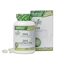 Benemax DHA. Plant Based - Vegan Certified. Omega-3 Brain Health. Fast / High Absorption. 625mg. 2 Pack x 30 = 60 Liquid Softgels