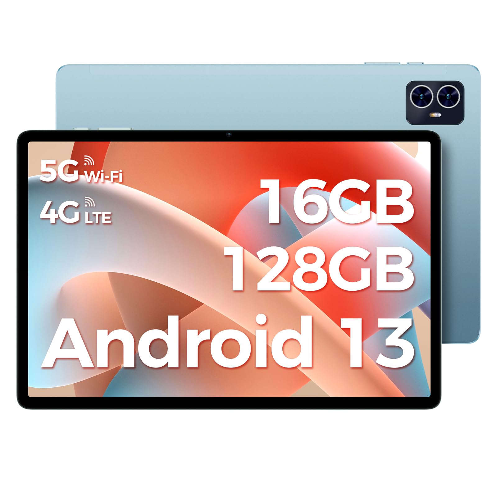 TECLAST M50HD Tablet 10.1 Inch Android 13, 16GB RAM + 128GB ROM (TF 1TB), TDDI Touchscreen Tablet PC, 6000mAh Gaming Tablet, 13MP + 5MP Dual AI Camera, 4g LTE/5g WiFi/BT 5.0/Widevine L1 (435g)
