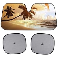 BDK Golden Suset Beach Windshield Sun Shade for Car SUV Truck with Side Window Sunshades