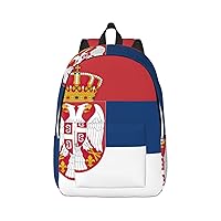 Flag Of Serbia Print Canvas Laptop Backpack Outdoor Casual Travel Bag Daypack Book Bag For Men Women