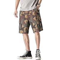 Mens Cargo Shorts Relaxed Fit Loose Big and Tall Camo Cargo Shorts Casual Bermuda Multiple-Pockets