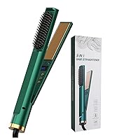 Hair Straightener, 3 in 1 Hair Straighter, Adjustable Temp Curling and Straightener, Gift for Girls Women,Green