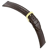 Hadley Roma Men's Replacement Watch Band, Smooth Brown Vegan Microfiber, Stitched & Padded, Oiled Leather Look. Silver or Gold Tang Buckle (MS754) - Lug Size: 18mm, 20mm, 22mm