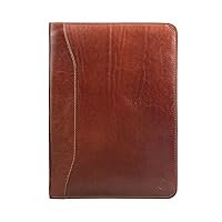 Maxwell Scott - Mens Luxury Leather Zipped Business Folder Portfolio for Meetings - Made in Italy - The Dimaro Chestnut Tan