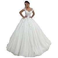 White Ball Gown Lace Tulle Wedding Dress for Bride 2023 A Line Princess Bridal Dress