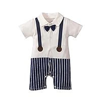 Baby Boy One Shirt Boys Infant Bow Jumpsuits Romper Striped Tie Boys Romper&Jumpsuit Romper 18 Months