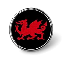 Flag of Wales Welsh Red Dragon Brooch Pins Button Badges Decoration Hat Clothing Bag Accessories Gift for Men Women, Round