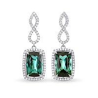 Leibish & co 6.91Cts Tourmaline Gemstone Side Diamonds Drop Earrings Set in 18K White Gold Loose Stone Real Birthday Natural Wedding Gift For Her Anniversary Engagement