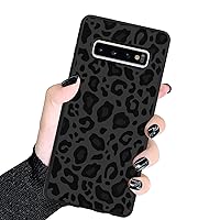 KANGHAR Case Compatible with Galaxy S10 Plus,Black Leopard Design,Tire Texture Non-Slip +Shockproof Rugged TPU Protective Case for Samsung Galaxy S10 Plus-Leopard Pattern