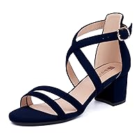 IDIFU Women's Block Low Chunky Heel Strappy Sandals Open Toe Ankle Strap Dress Wedding Evening Shoe for Women Bridal