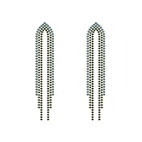 Long Tassel Dangle Drop Earrings for Women 14K Gold Plated Girls Threader Chandelier Earrings Lightweight Sterling Silver Post