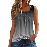 Plus Size Tops for Women Clearance, Yoga Tank Tops for Women Tanks Dressy Camisole Tank Top for Women Summer Casual Scoop Neck Tops Gradient Basic Sleeveless Shirt Dupes for (1-Black,L)