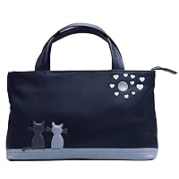 Mala Leather Midnight Black and Grey Cats Bag with adjustable shoulder/crossbody strap