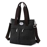 HUA ANGEL Canvas Shoulder Crossbody Bags For Women With Multipockets Casual Ladies Handbag Canvas Tote Hobo Bags For Shopping Office Travel Daily
