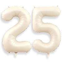 40 Inch Cream 25 Balloon Numbers Large Birthday Foil Mylar Helium Number Balloons Ivory White 25 or 52 Balloon Numbers For Birthday Party Ptyceler