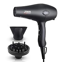 Hair Dryer, 1875W Blow Dryer, Ionic Hair Dryers with Diffuser and Concentrator Attachment, Fast Dry Light Weight Low Noise Hairdryer