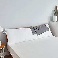Acanva Fluffy Bed Sleeping Side Sleeper Body Pillow Insert, 20” x 60”with Grey Pillowcase, White