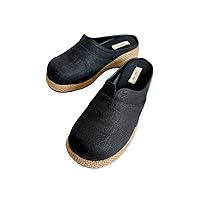 (Black) Hemp Fabric Women's Shoes Handmade Clogs