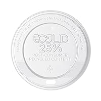 Eco-Products Ecolid Recycled Large Coffee Cup Lids, Case of 1000, White, Fits 10-20oz Hot Cups, Made from 25% Post-Consumer Recycled Plastic Polystyrene, Made in the U.S.A.