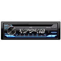 JVC KD-T720BT - CD Car Stereo, Single Din, Bluetooth Audio and Hands Free Calling w External Microphone, CD, MP3, USB, AUX Input AM/FM Radio, High Power Amp, Amazon Alexa Voice Control