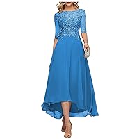 Lace Chiffon Tulle Mother Bride Dresses for Women Ruched Tea Length Wedding Guest Dress A Line Formal Evening Gown