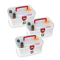 MILTON Medical Plastic Box, Set Of 3|Emergency Medical Storage Box|Medicine Storage Box| Bpa Free|Emergency Cabinet Organizer|Detachable Tray|Medicine Organizer|Indoor Outdoor Medical Utility (White)