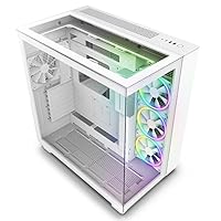 NZXT H9 Elite Dual-Chamber ATX Mid-Tower PC Gaming Case – Includes 3 x 120mm F120 RGB Duo Fans with Controller– Glass Front, Top & Side Panels 360mm Radiator Support Cable Management White