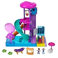 Polly Pocket Outdoor Toy with 2 Micro Dolls & Water Play Accessories, Pollyville Super Slidin Water Park Playset
