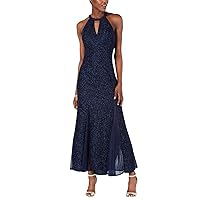 Nightway Womens Glitter Gown Dress, Blue, 4