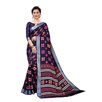 Indian Bollywood Wedding Soft Cotton Printed Sarees With Printed Unstitched Blouse-V 07
