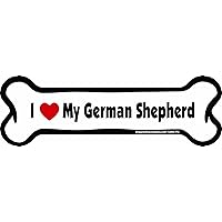 Bone Car Magnet, I Love My German Shepherd, 2-Inch by 7-Inch