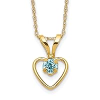 Sardelli 14k Madi K 3mm Blue Zircon Heart Birthstone Necklace