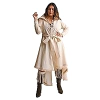 Boho Hippie Off-White Maxi Dress with Belt Closure, Bohemian Wrap Style Natural Cotton Dress with Fringes