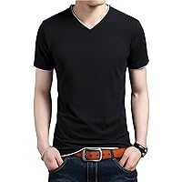 Men's V Neck Cotton T Shirts Casual Stylish Fitted Stretch Workout Tees Slim Fit Soft Basic Henley Fashion T-Shirt