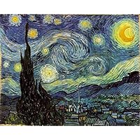 Oil Painting Handmade $50-$2000 by College Teachers - The Starry Night Vincent van Gogh Netherlandish classic scenery Wall Art Canvas - Hand Painted Famous Paintings -Size1