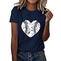 XJYIOEWT Womens Blouses and Tops Dressy 3/4 Sleeve Womens Summer Fashion T Shirt Baseball Print Short Sleeve Tunic Top