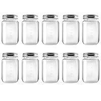 novelinks 16 Ounce Clear Plastic Jars Containers With Screw On Lids - Refillable Round Empty Plastic Slime Storage Containers for Kitchen & Household Storage - BPA Free (10 Pack)