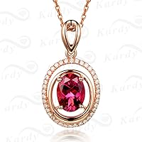 Perfect Natural Pink Tourmaline Gemstone Diamond 14ct Rose Gold Engagement Bridal Wedding Chain Pendant Sets for Women