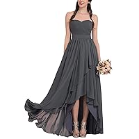High Low Bridesmaid Dresses Chiffon Prom Cocktail Evening Party Gowns