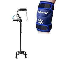 Adjustable Walking Cane for Men & Women and XXL Knee Ice Pack Wrap