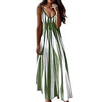 Sundresses for Women Casual Beach 2024 Vacation Boho Summer Dress Resort Wear Sleeveless V Neck Flowy Dresses