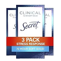 Secret Clinical Strength Antiperspirant and Deodorant Women, Soft Solid Stress Response, 72 Hr Sweat Protection, 1.6 oz (Pack of 3)