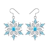Crystal Eardrop Snowflake For Women Earring Gemstones Blue Flower Dangler Earrings Women Jewelry
