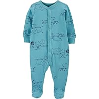 Carter's Baby Boys' Cotton Snap-Up Sleep & Play, Zoo Animals, 9 Month Blue