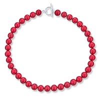 Simple Classic Hand Knotted Created Semi Precious Gemstone Round Ball 10MM Bead Strand Necklace Western Jewelry For Women Toggle Clasp 16 18 20 Inch