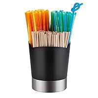 Straw Holder Dispenser Stainless Steel, Coffee Stirrers Holder Large Kitchen Utensil Organizer for Commercial and Home Use 6.7
