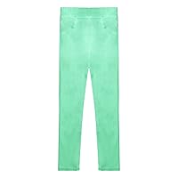 Kids Girls Solid Color Elastic Waistband Leggings Long Pants Casual Outdoor Playwear with Pockets