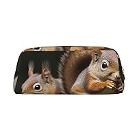 Squirrel Animal Print Pencil Bag Big Capacity Pencil Bag Wide-Opening Pencil Pen Case