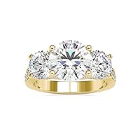 VVS Certified Three stone Diamond Ring with Center & Side Round Brilliant 2.64 Cts & 1.88 Moissanite & Round Natural Diamond 0.42 Cts in 18k White/Yellow/Rose Gold Women's Ring For Engagement Ceremony